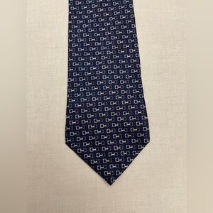 Tommy Hilfiger Vintage 90’s Preppy Navy and White Geometric Tie